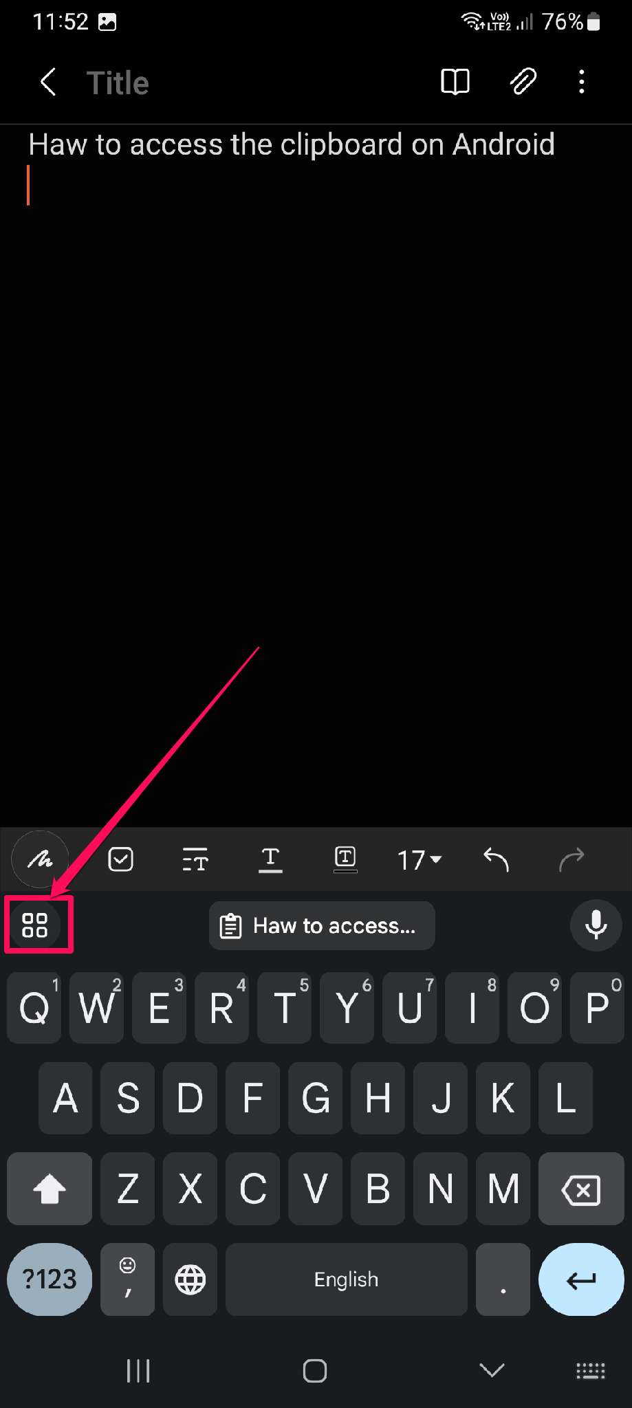 Clicking on the icon How to access the clipboard on Android