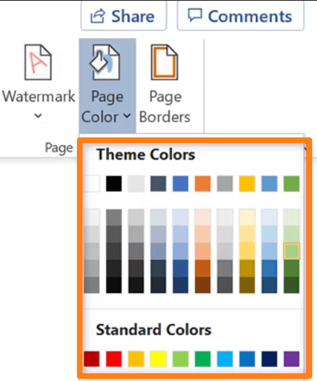 Colors page How to change page color in Word