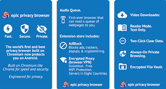 Image from a browser: Epic Privacy Browser