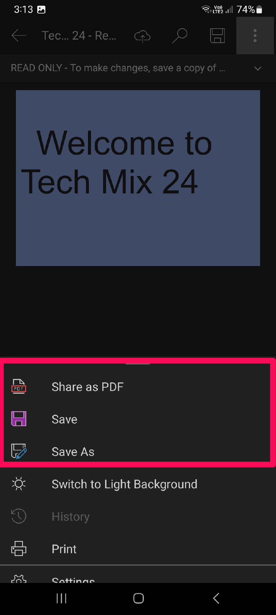 Share or save the file