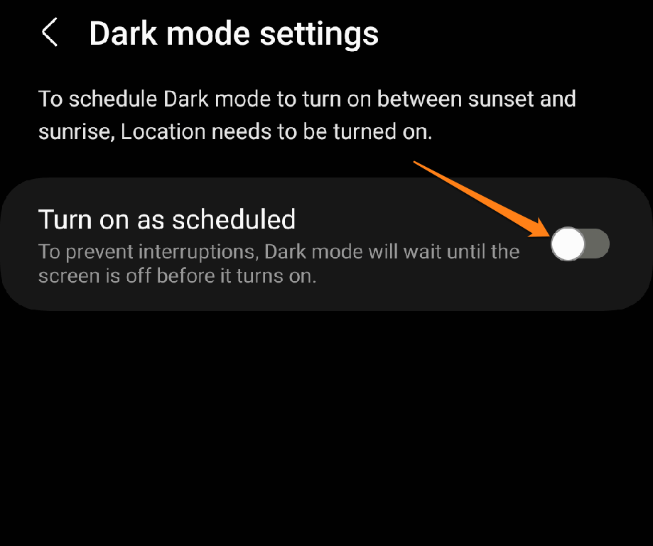 Turn on as scheduled How to Activate Dark Mode on Android