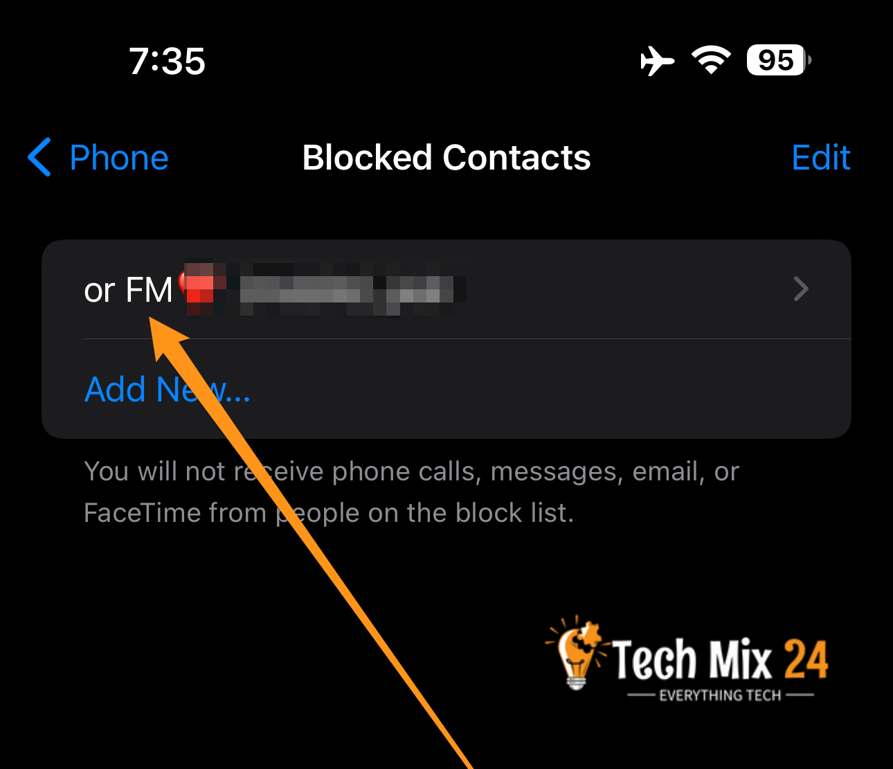 blocked contacts screen