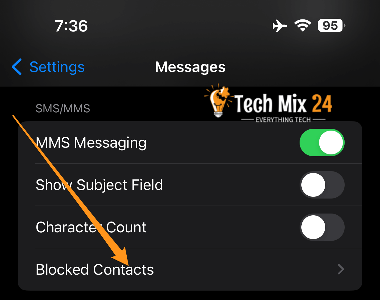 click on blocked contacts