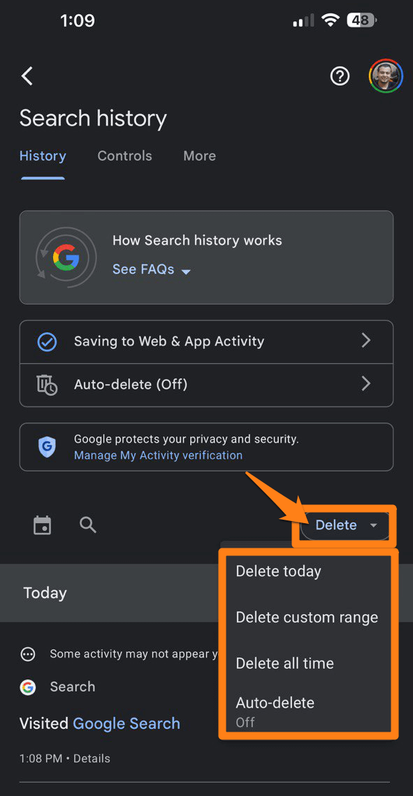 Delete How to clear Google search history