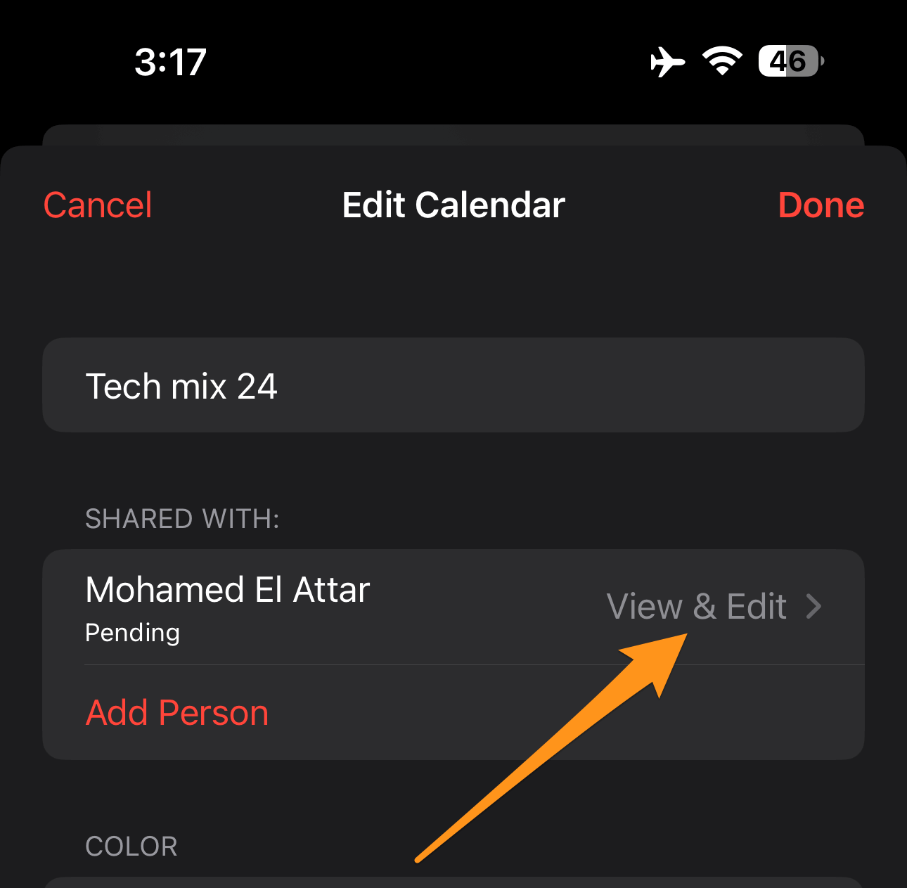 Selected people How to share calendars on iPhone