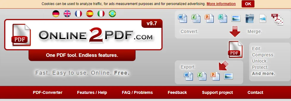 Online2PDF website