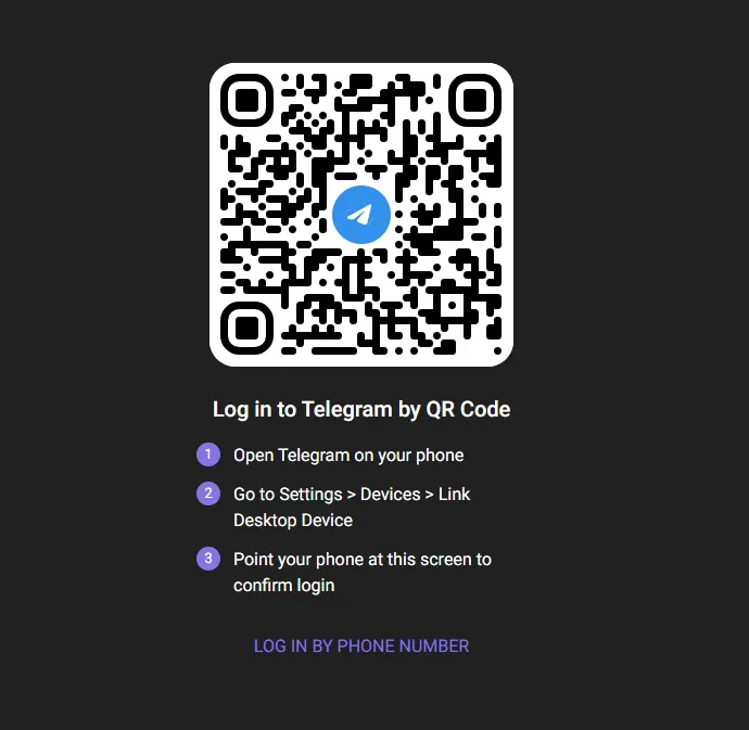 Image from: Telegram Web Barcode