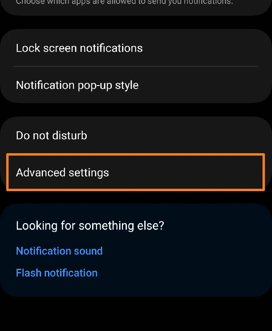 click on advanced settings