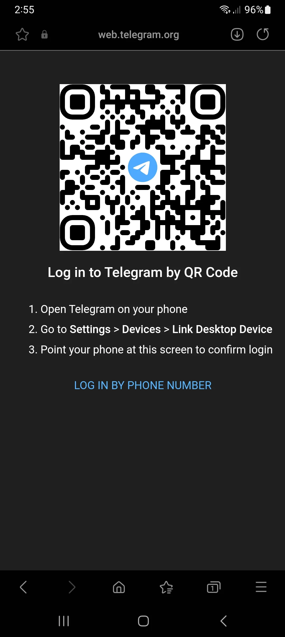 Image from: log in using the barcode