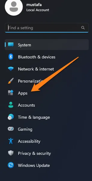 Click on Apps How to Clear Cache on Windows 11