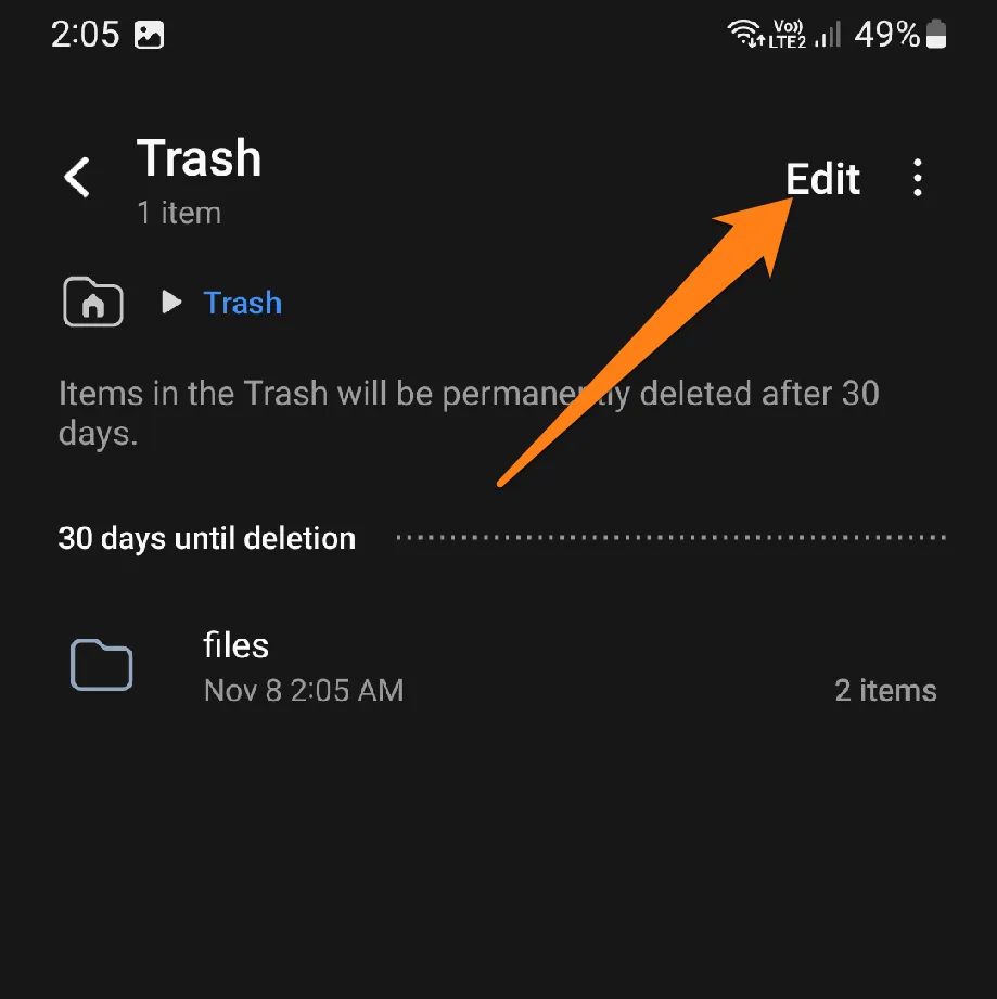 Click on Edit How to Empty The Trash on Android