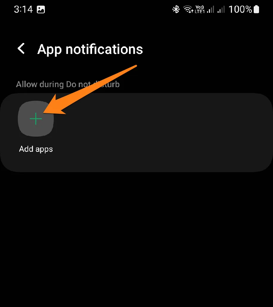 Click on Add Apps How to set up Do Not Disturb on Samsung Galaxy